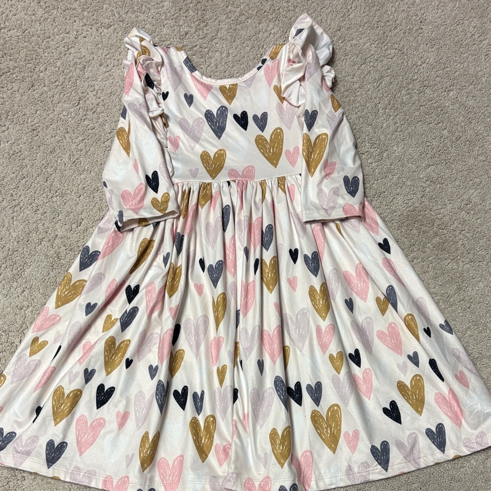 Mila & Rose Heart 3/4 Sleeve Ruffle Twirl Dress